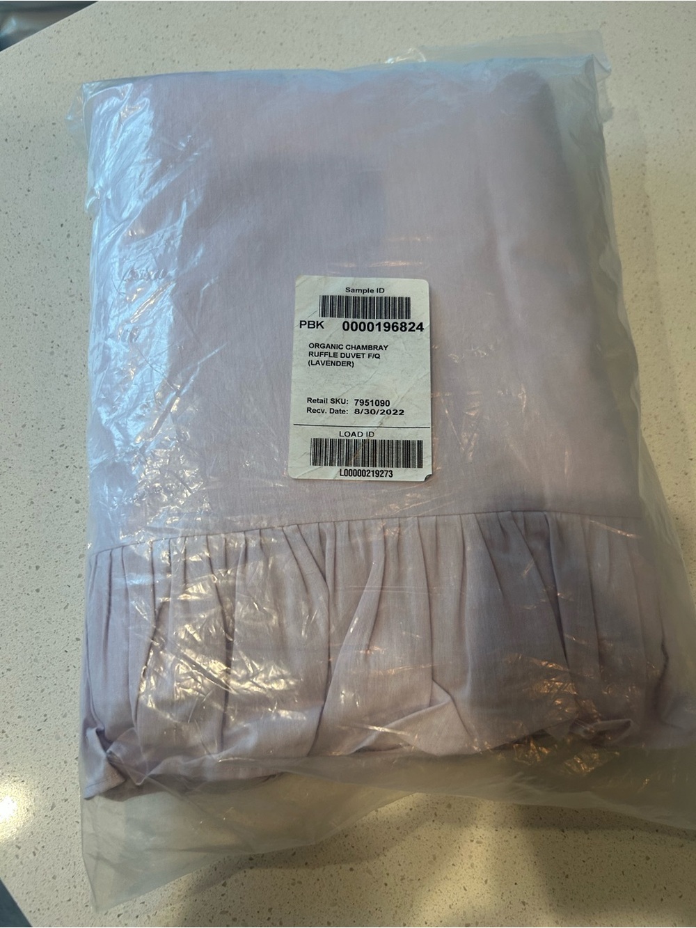 Pottery Barn Chambray Ruffle Duvet Cover Lavender Purple Full Queen NWOT
